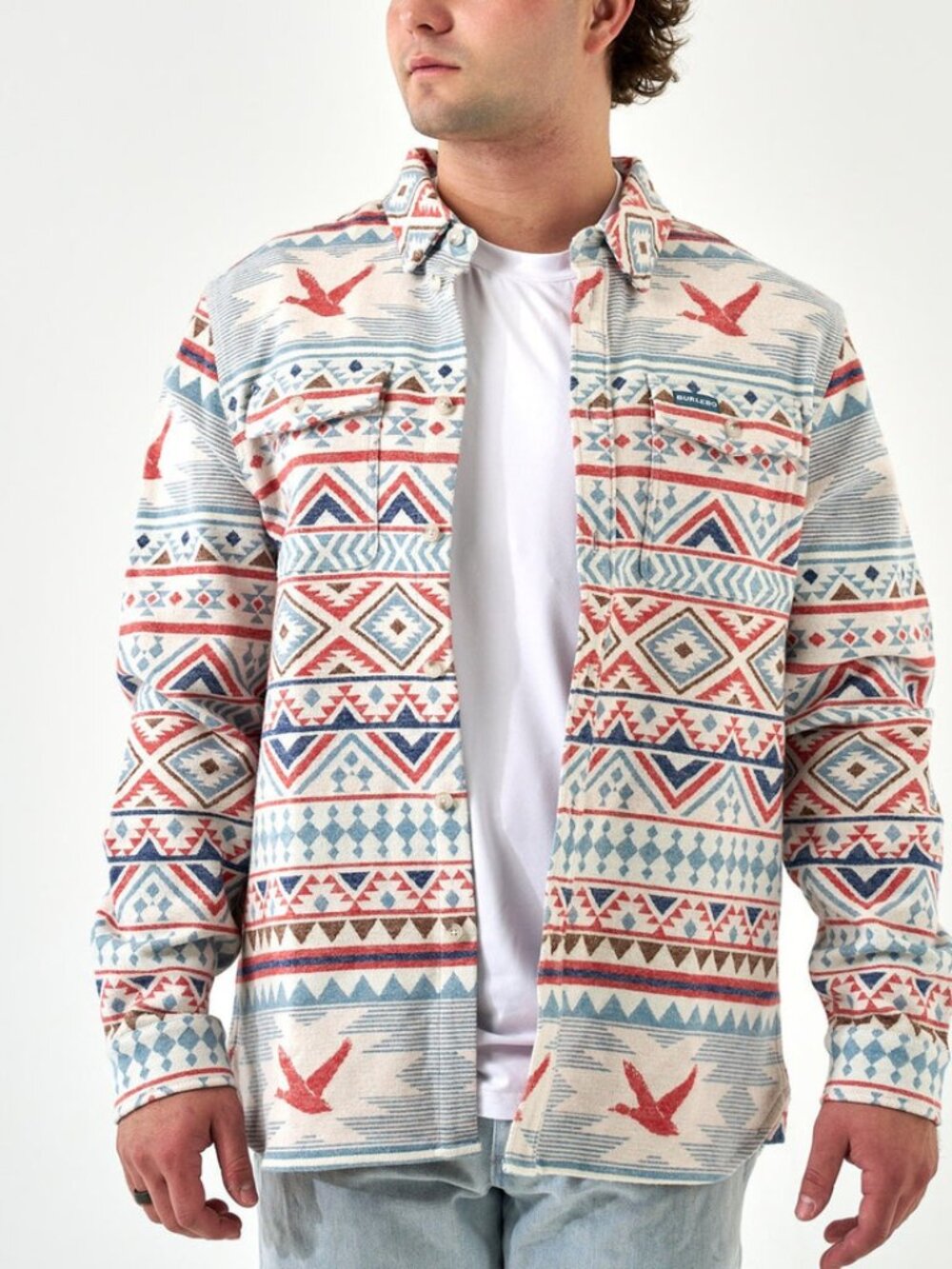 NWTs Burlebo Vintage Heavyweight Flannel : Flying Duck Aztec (L)